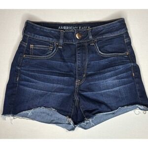 American Eagle Women's Super Stretch High Rise Shortie Denim Jean Shorts Size 6